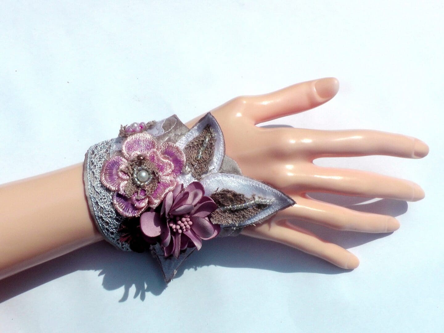 Textile art Cuff Bracelets. Textile bracelet. Embroidered jewellery. Bridesmaids.