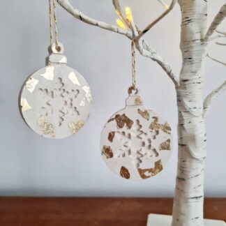 Snowflake Bauble Christmas Decorations, Christmas Tree Decoration, Tree Ornament, Hanging Christmas Tree Decoration, Terrazzo Decoration