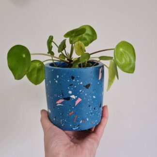 Handmade Navy Terrazzo Pot: Multi-Use Planter, Pen & Brush Holder