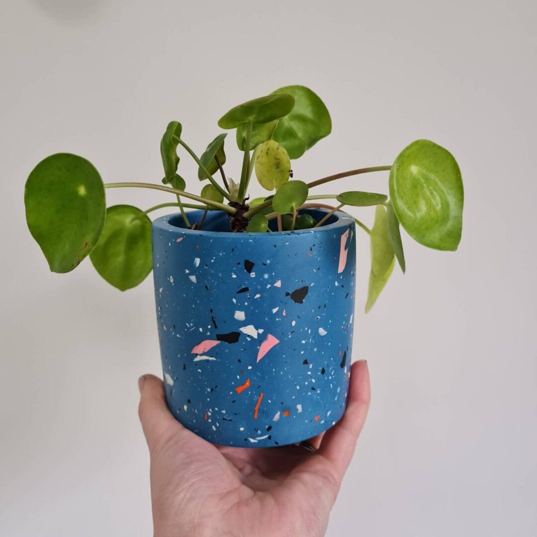 Handmade Navy Terrazzo Pot: Multi-Use Planter, Pen & Brush Holder