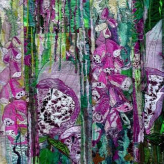 Original Art Foxgloves. Wild Flowers. Woodland flowers. Pink and green