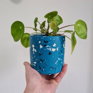 Teal Terrazzo Plant Pot: Handmade Round Indoor Planter