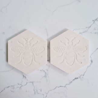 Jesmonite Bee Coasters: Handmade Hexagon Drink Coasters, Set of 2