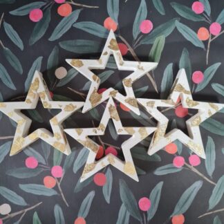 Freestanding Star Christmas Decoration, Christmas Ornament, Mantlepiece Ornament, Gold Leaf Star, Terrazzo Decoration, Handmade decoration,