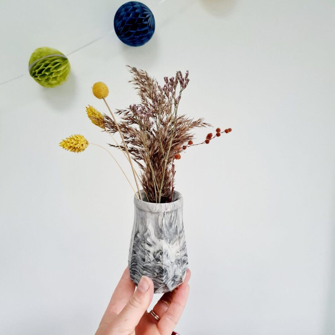Handmade Grey Marble Vase: Dried Flower Vase