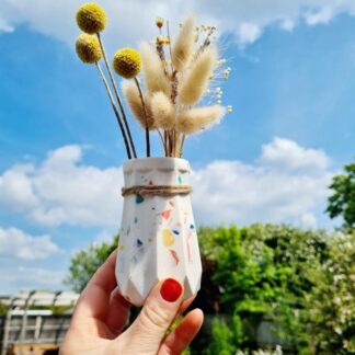 Handmade Rainbow Terrazzo Vase: Geometric Home Decor, Dried Flower Vase