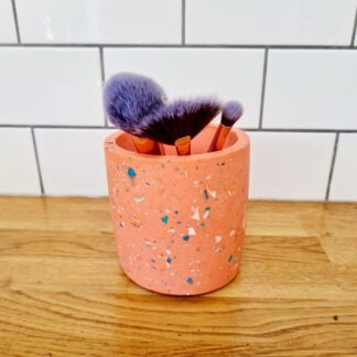 Orange Rainbow Terrazzo Pot: Handmade Pen, Brush, Succulent Holder