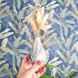 Handmade Jesmonite Bud Vase: Black and White Marble Effect