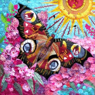 Original Art Peacock Butterfly on Buddleia bush. Large butterfly wall decor.