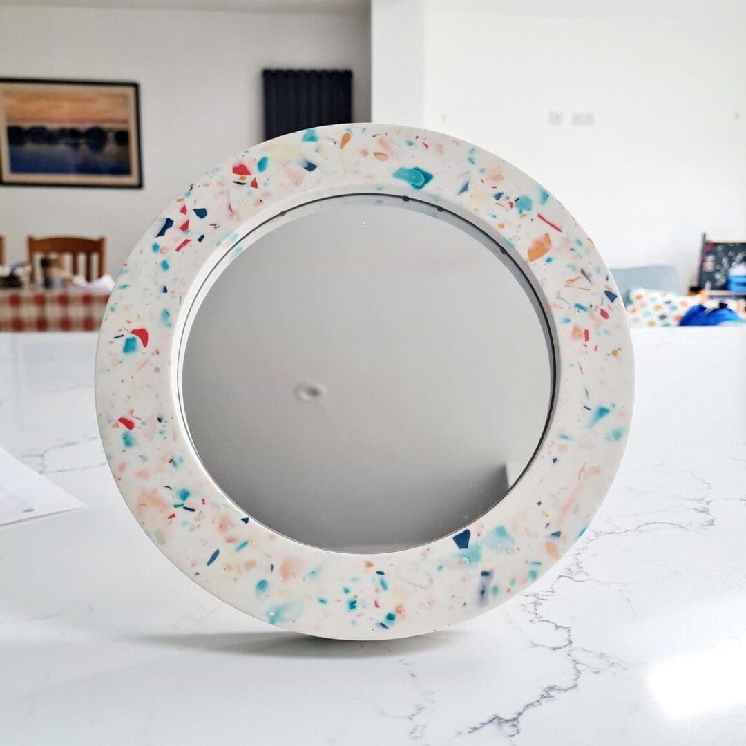 Rainbow Terrazzo Freestanding Mirror: Handmade Vanity Decor