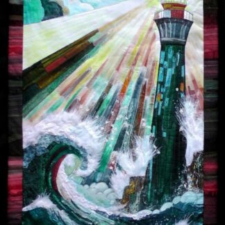 Original Art Lighthouse in a stormy sea. Lightness in the dark. dramatic art. Guiding Light.