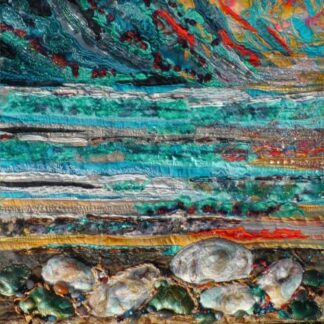 Original Art Triptych Sunset textile
