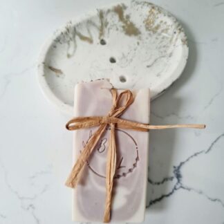 Handmade Gold Marble Soap Dish Gift Set: Lavender Cedarwood Soap