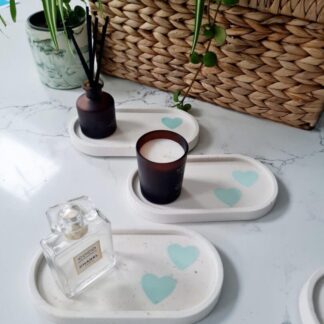 Oval Trinket Tray: Handmade Mint Green Heart Jewellery Dish