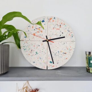 Rainbow Terrazzo Wall Clock: Handmade Jesmonite Decorative Clock