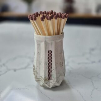 Handmade Gold Marble Matchstick Pot with Strike Patch