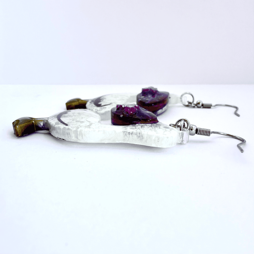 Flight Club – Midnight Glitter Pelican Earrings, Handmade Resin Bird Jewellery - Image 6