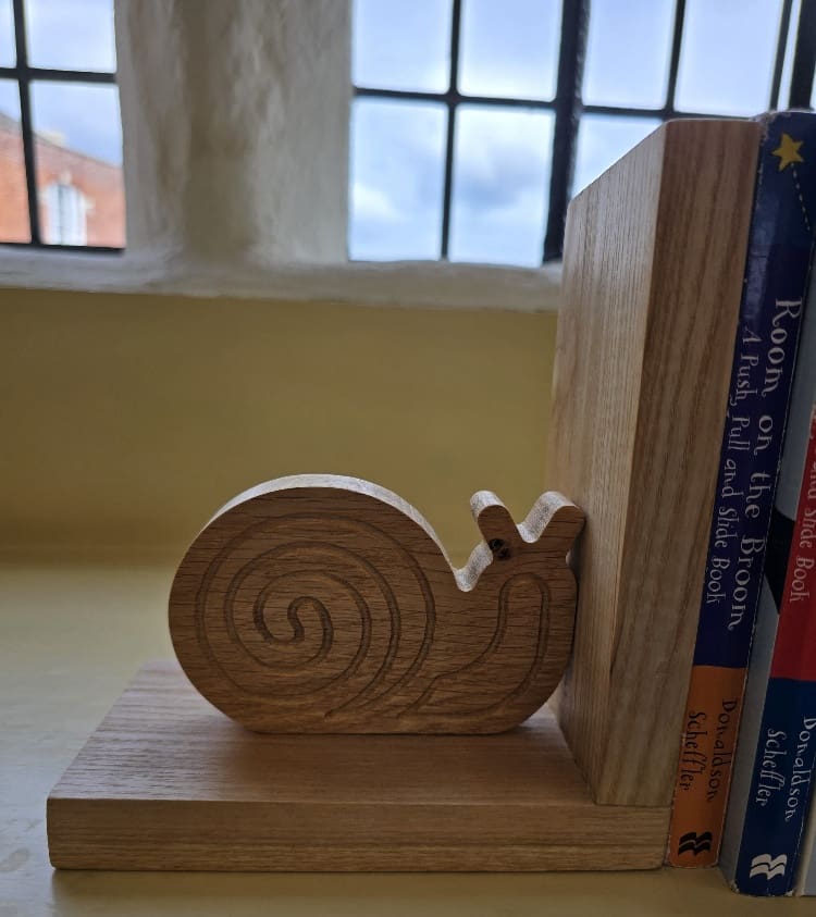 Solid Oak Snail Bookends - Image 5