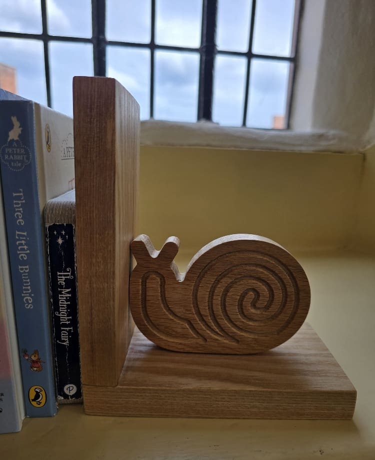 Solid Oak Snail Bookends - Image 4