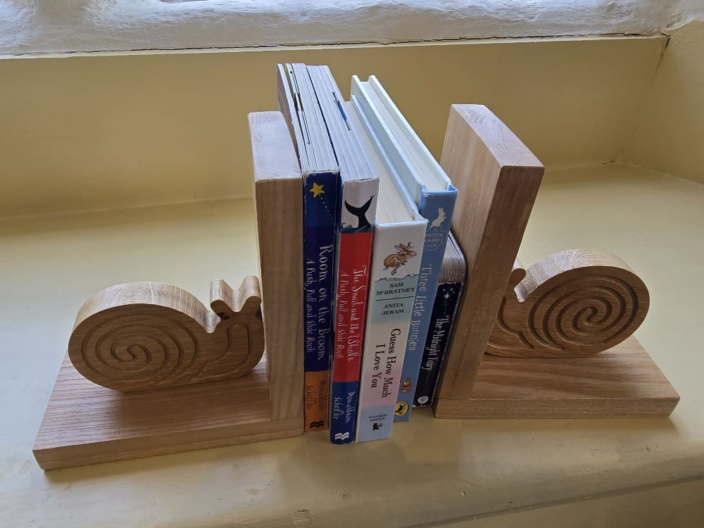 Solid Oak Snail Bookends - Image 3