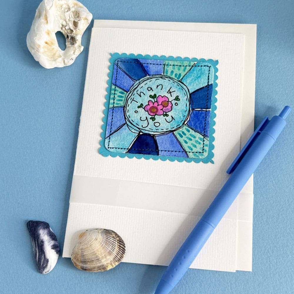 Thankyou - watercolour a6 greetings card from csheehanart