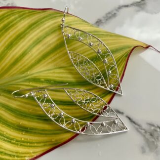 Elegant long sterling silver filigree earrings as a special gift