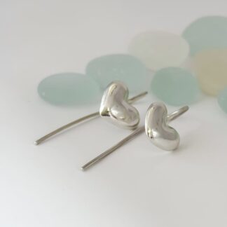 Fine silver heart dangle earrings