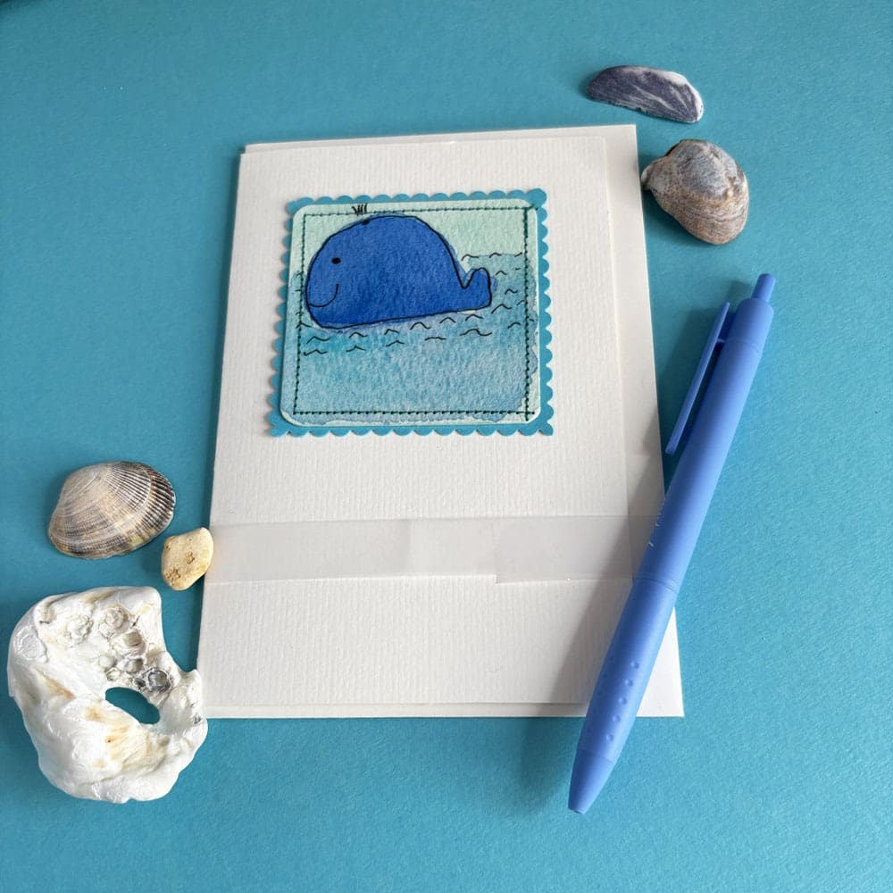 Hand-Painted Whale Card – Cute Sea-Inspired A6 Design