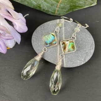 Paua and Green Amethyst Earrings