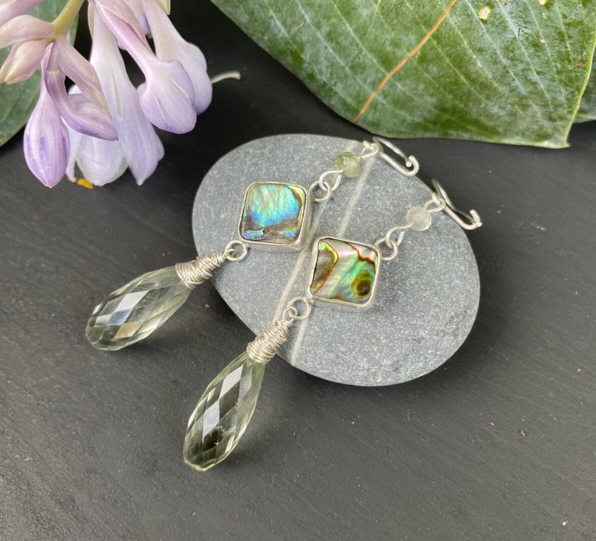 Paua and Green Amethyst Earrings - Image 2