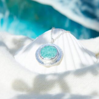 Amazonite Silver Halo Pendant Necklace