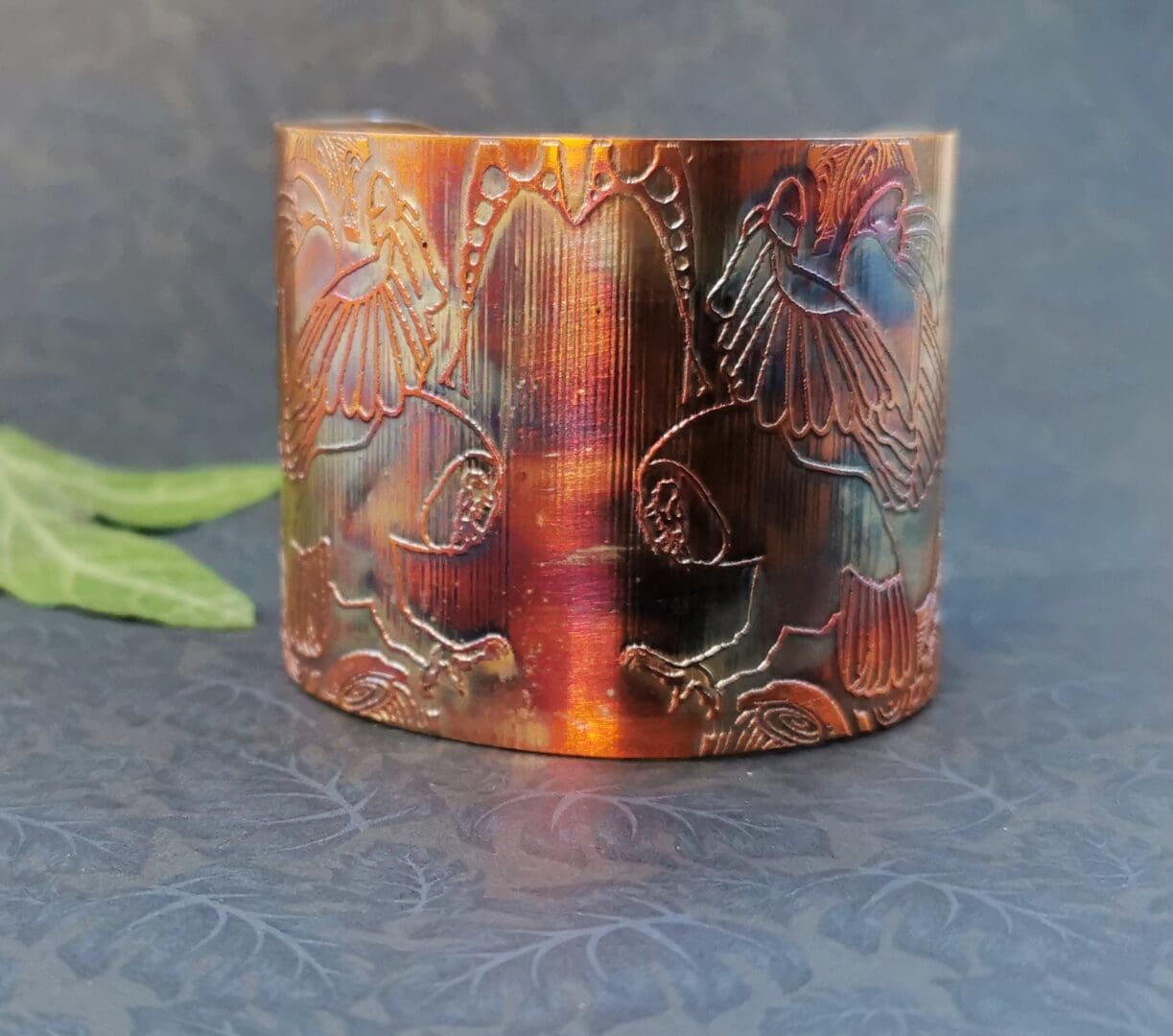 large copper owl cuff