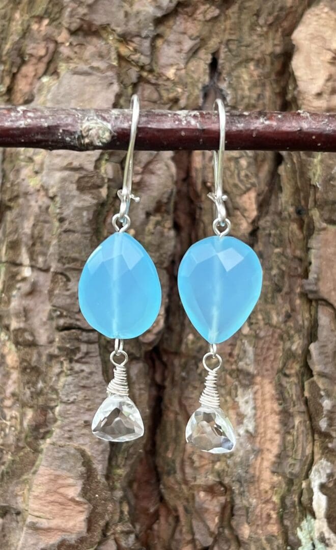Blue Chalcedony and White Topaz Earrings - Image 2