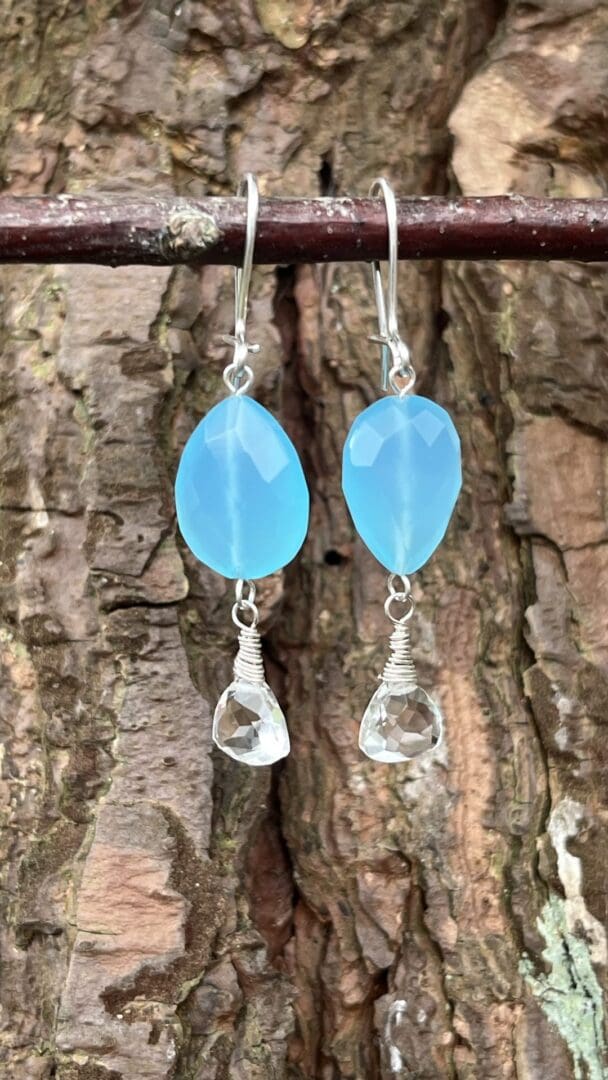 Blue Chalcedony and White Topaz Earrings - Image 3