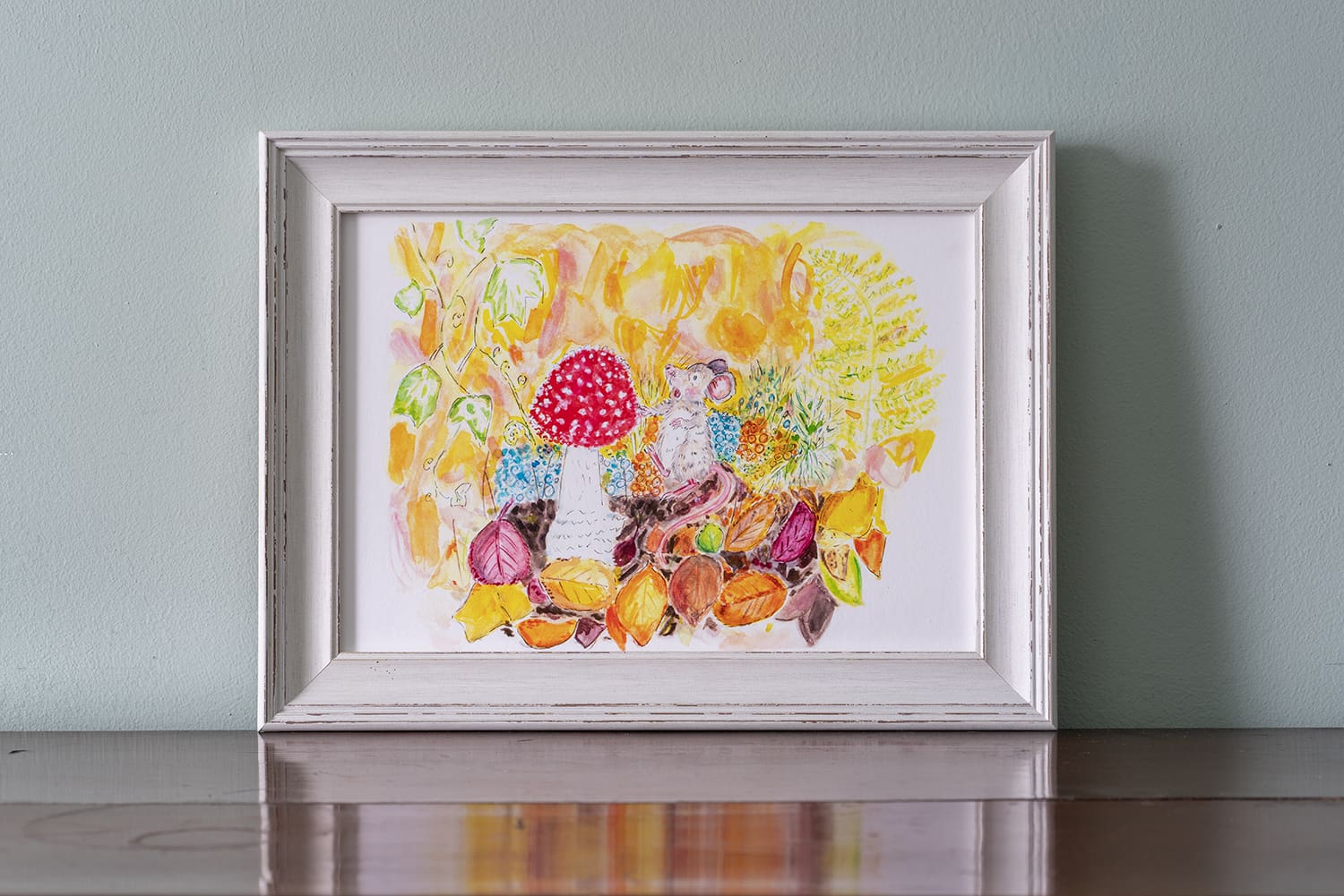 A4 Autumn Woodland Mouse Illustrated Print - Image 2