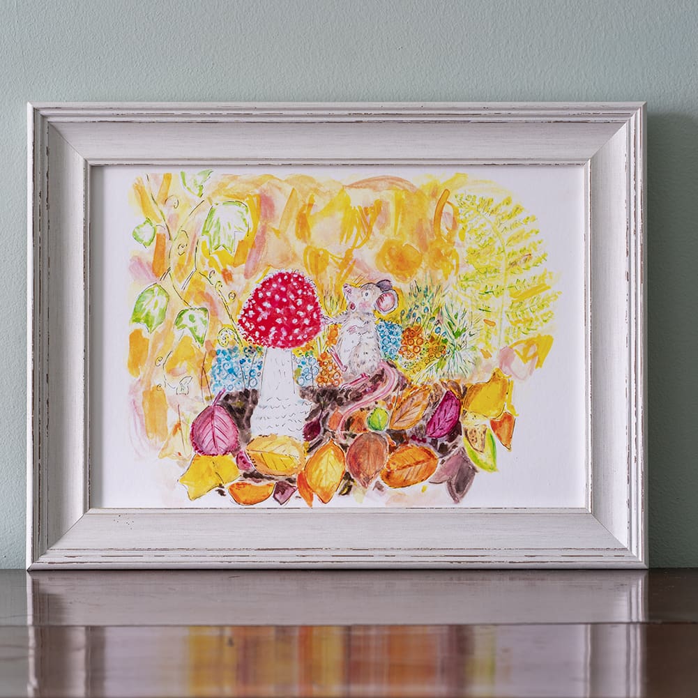 #mouse #mouseillustration #autumn #autumnillustration #fairymushrooms #flyalgaric #woodlandscene #mouseinautumn