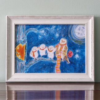 #owls #owlets #babyowls #illustration #nature #art #moonlight #print #art #painting
