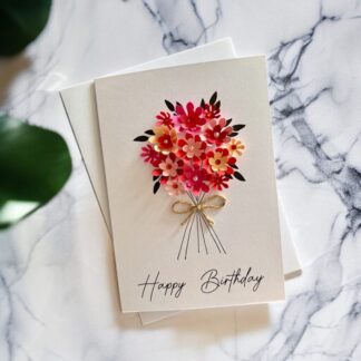 3D Handmade Greeting Cards, Red Flowers Birthday Cards, Handcrafted A6 Cards, Unique Floral cards