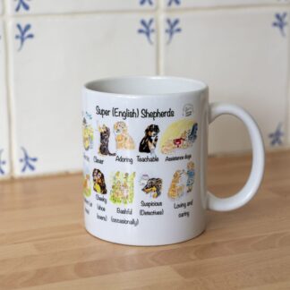 #dog mug #english shepherds #tea mug #coffee mug #dog characteristics #illustrated dog