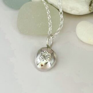 silver dandelion pebble pendant