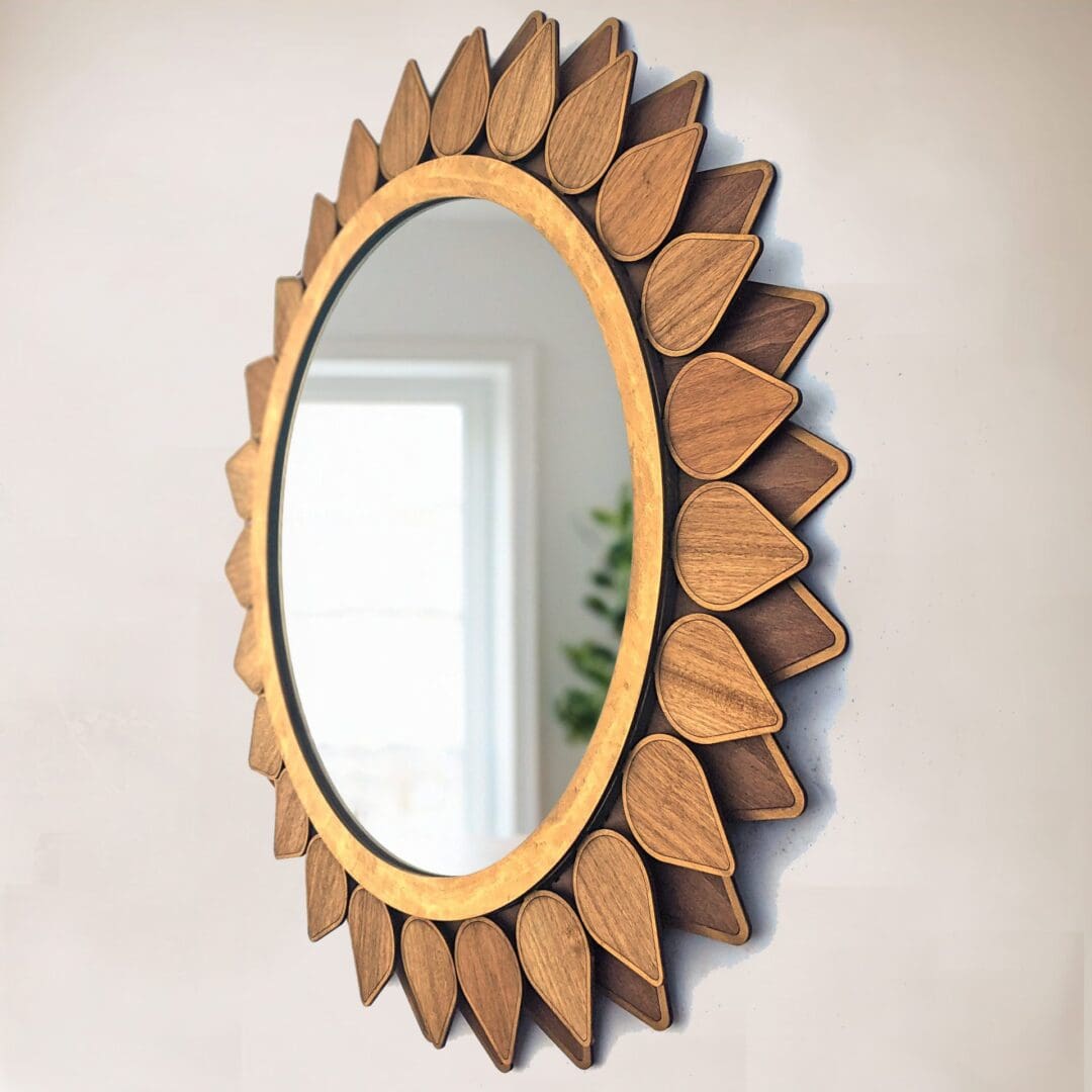 Round wooden mirror