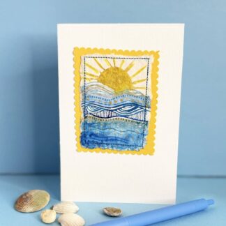 Sunshine at the seaside Watercolour Handpainted Greetings Card