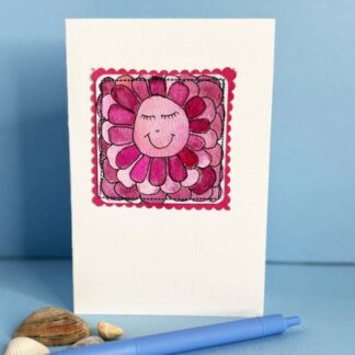 Happy smiling flower birthday card