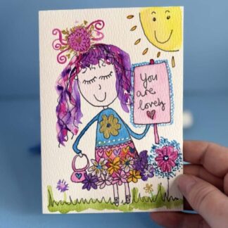 Positive Affirmation Card – Hand-Painted You Are Lovely greetings card