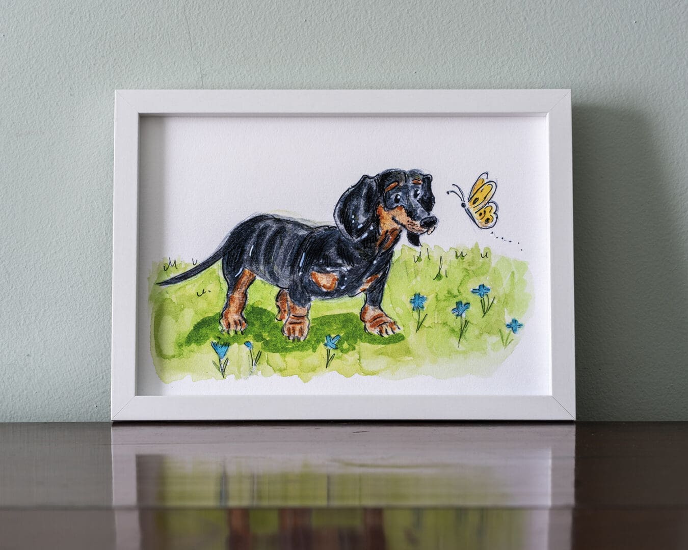 A5 Dachshund Illustration- Original handpainted design, printed in Giclee print - Image 3