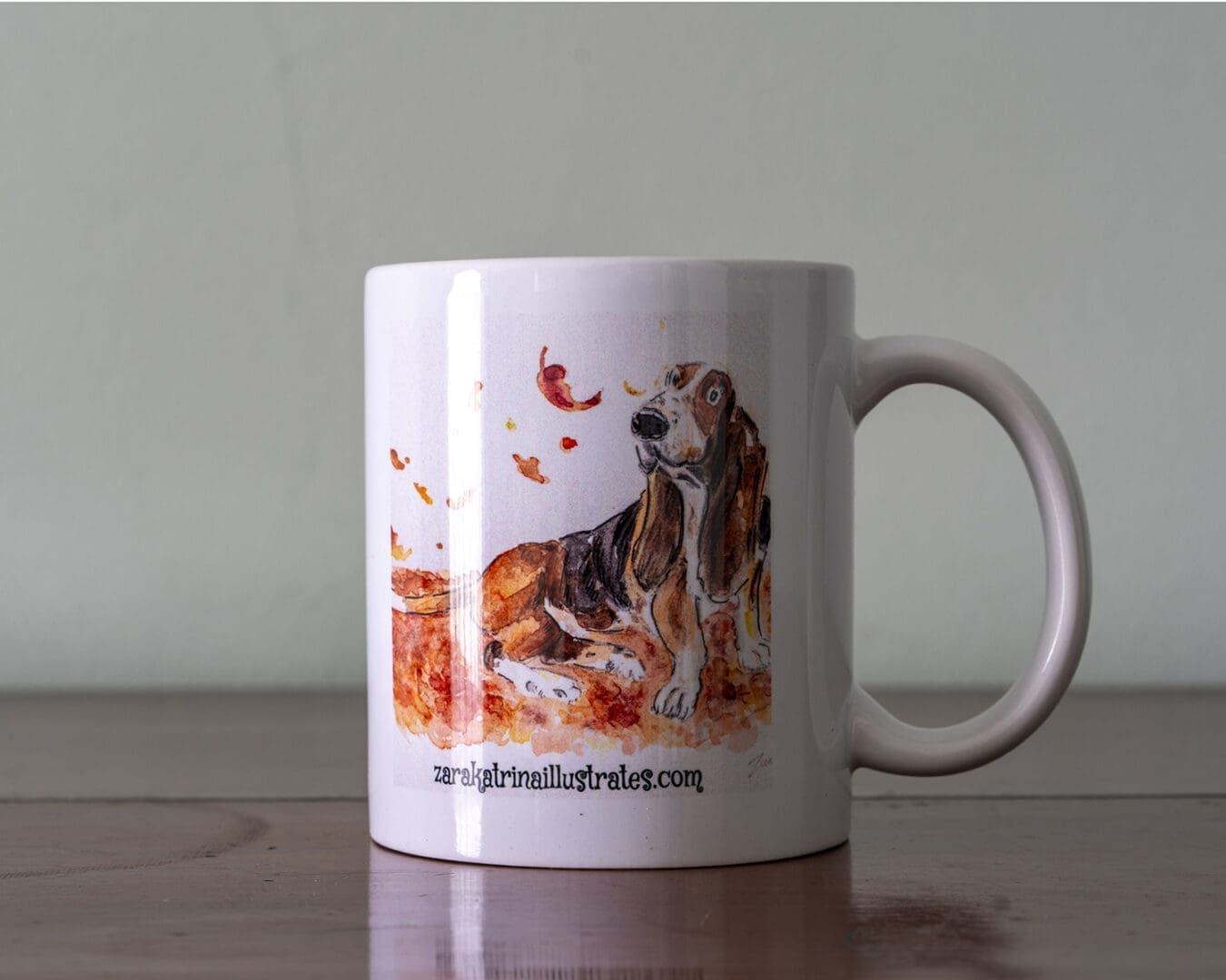 Illustrated Dog Mug Autumn Bassett Hound - Image 2