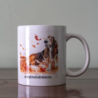 #dogmug #teamug #coffeemug #drinksmug #kitchware #illustratedmug #doglovers #petowners #bassetthound