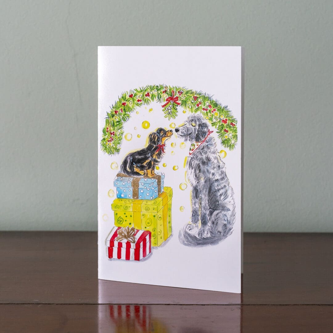 Furry Festive Christmas Cards- Illustrated 'Christmas Dogs'- a pack of four festive doggie designs - Image 4