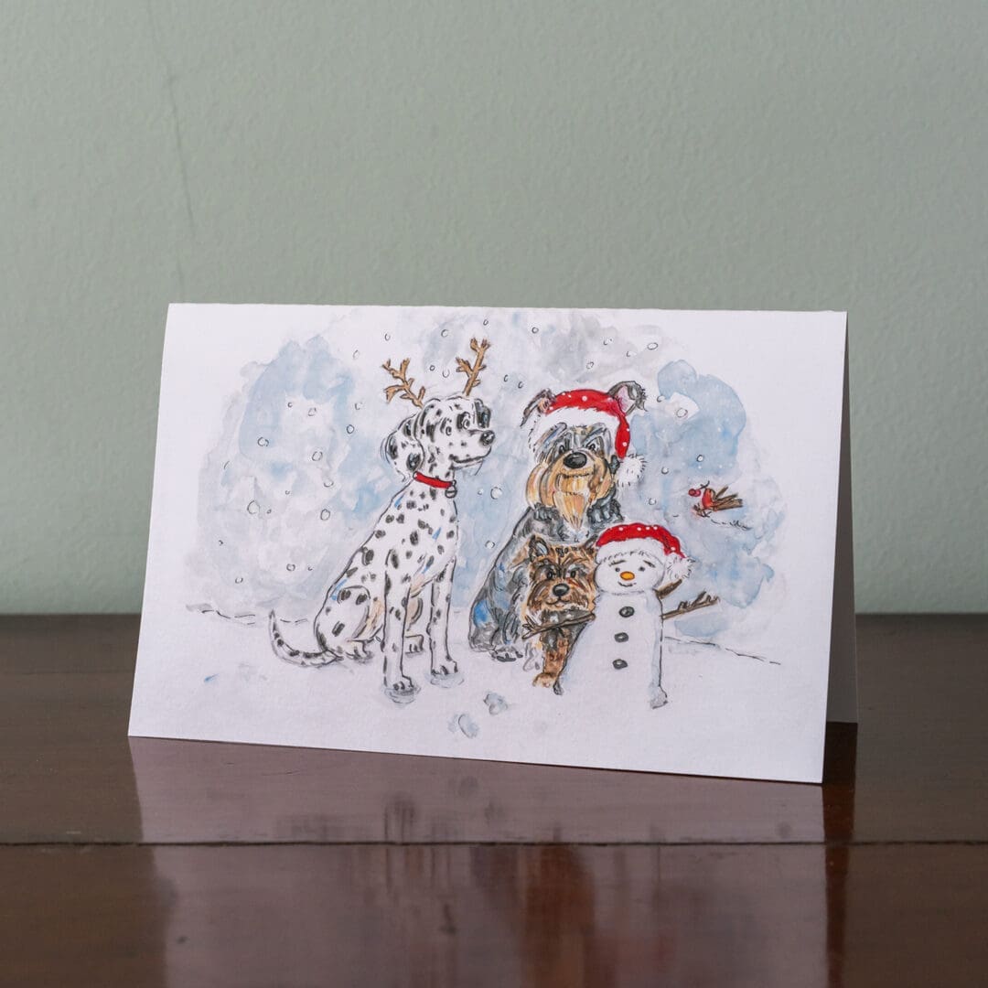 Furry Festive Christmas Cards- Illustrated 'Christmas Dogs'- a pack of four festive doggie designs - Image 2
