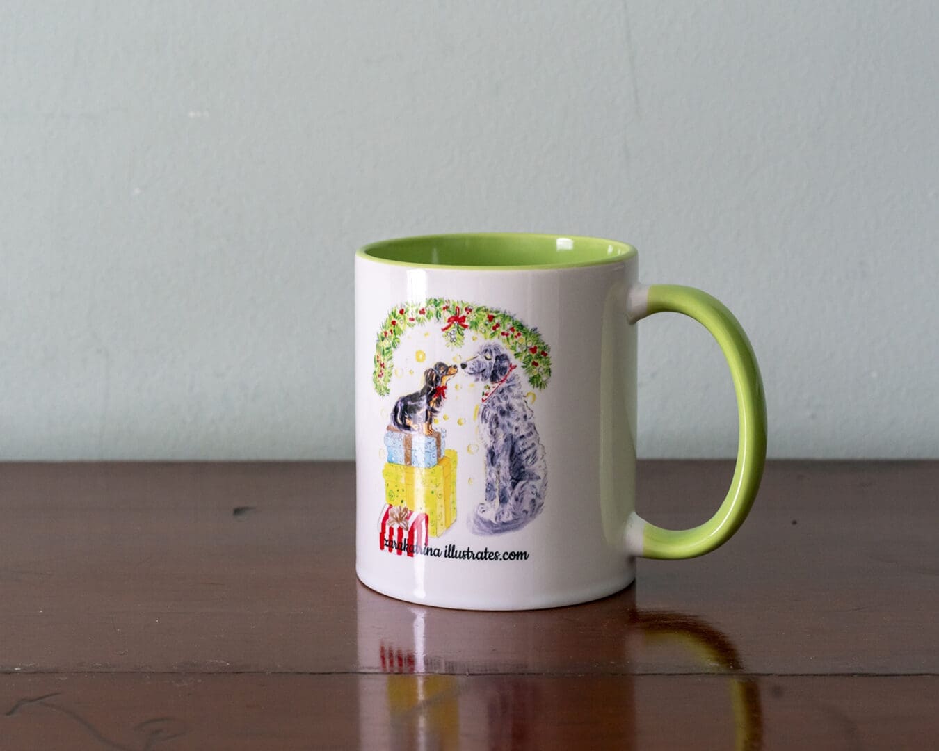 'Christmas Illustrated Dog Mug-'Pawfect Match' and Christmas Mistletoe Kisses - Image 2
